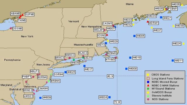 Mesomap of nearby weather buoys