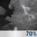 Sunday Night: Showers and thunderstorms likely. Mostly cloudy, with a low around 70. Chance of precipitation is 70%. Sunday Night: Showers And Thunderstorms Likely